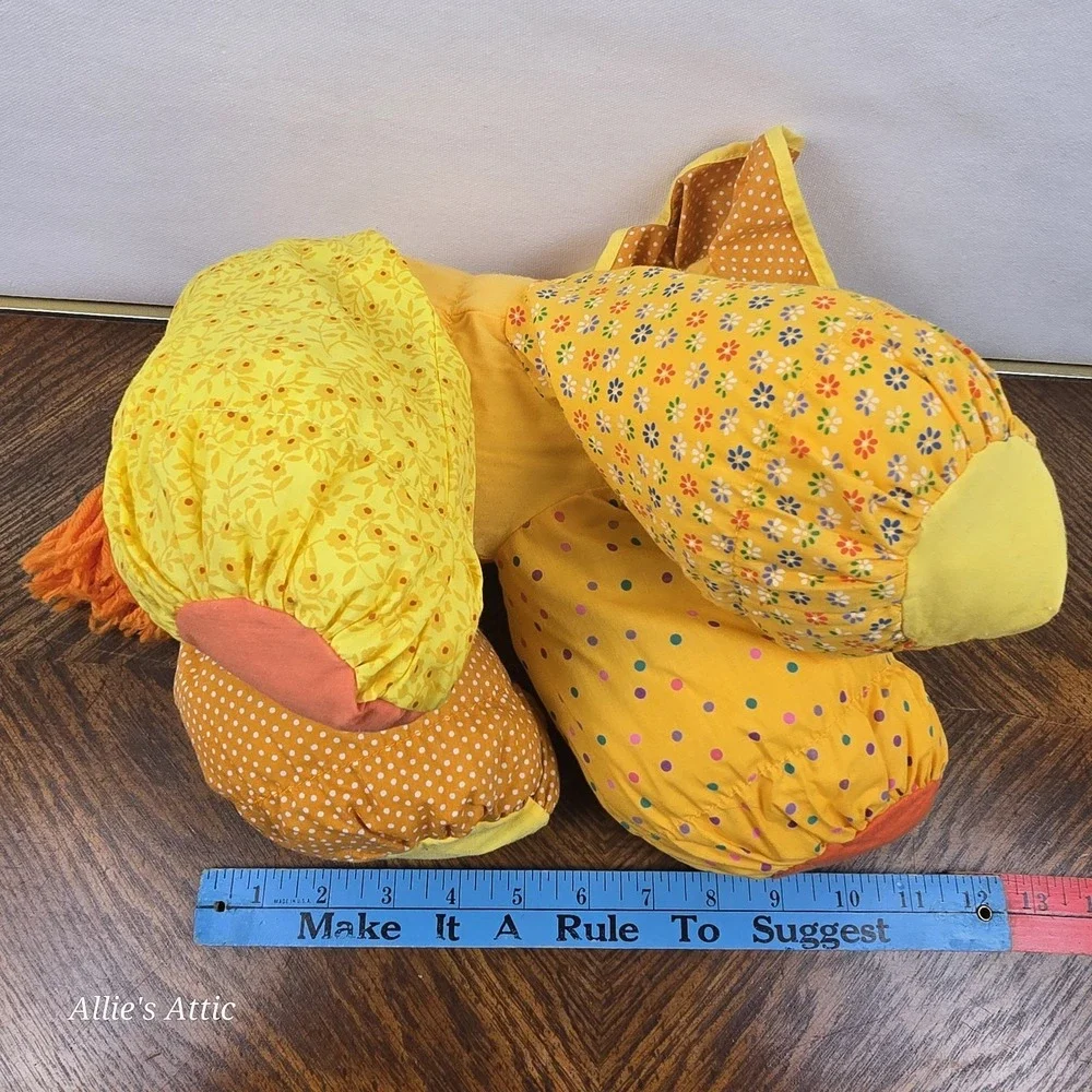 80s‎ Floppalots Lion Stuffed Plush Animal Toy Orange Yellow Polka Dot Vintage